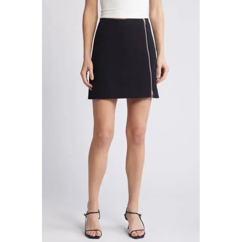 & Other Stories Stockholm Atelier Exposed Zipper Mini Skirt Size 2 Black NWOT